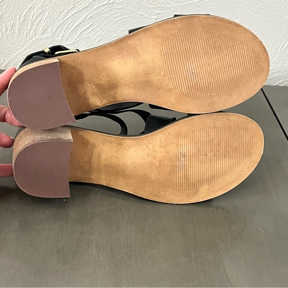 Steve Madden Womens Size 8 Rosana Black Leather Gladiator Sandals Stacked Heel - Picture 7 of 8